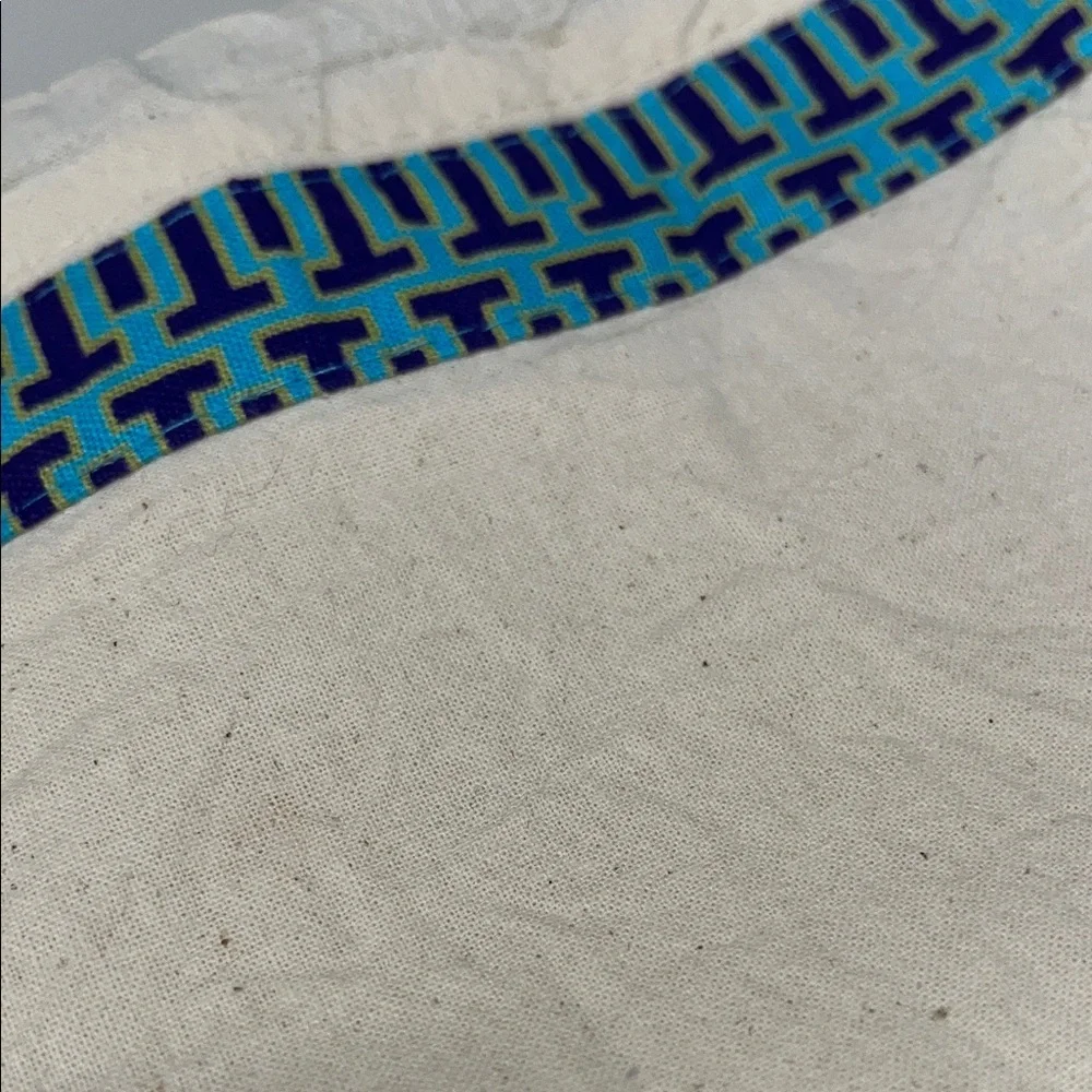 Tory Burch Cream Dust Bag with Blue Trim & gold tone logo
